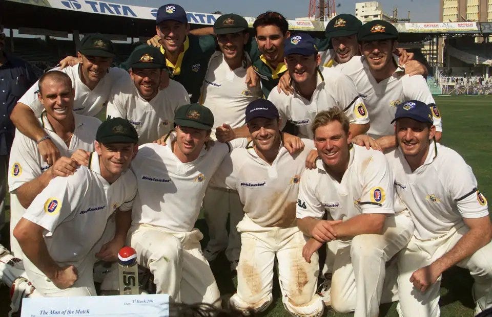 Aussies Team after winning the first test at Wankhede.