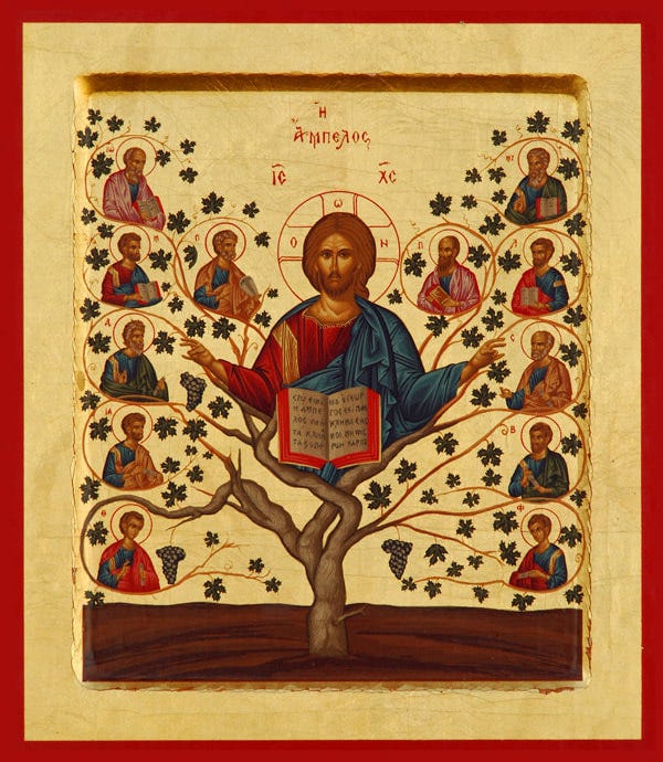 Christ in tree with apostles