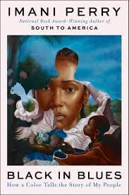 A young girl learns to write colors, placing the 'R' backwards in 'Red'; the cover of Imani Perry's Black in Blues novel, cover featuring the work of Titus Kaphar