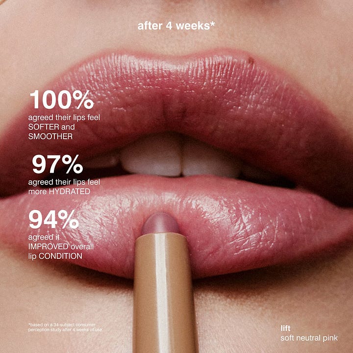 A picture gallery of the Rhode Peptide Lip Shape for The Beauty Ed® Substack 2026 Best Lipsticks Review