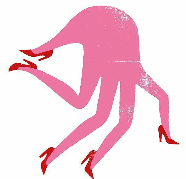 This may contain: the silhouette of a woman in high heeled shoes