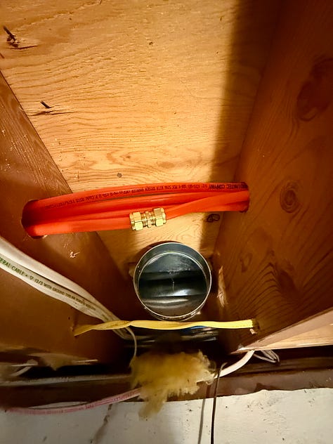 Two images showing a kink in a PEX tube and a splice to fix the kink.