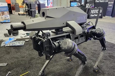 Egyptian water clock, da Vinci's robot knight, robodog with machine gun