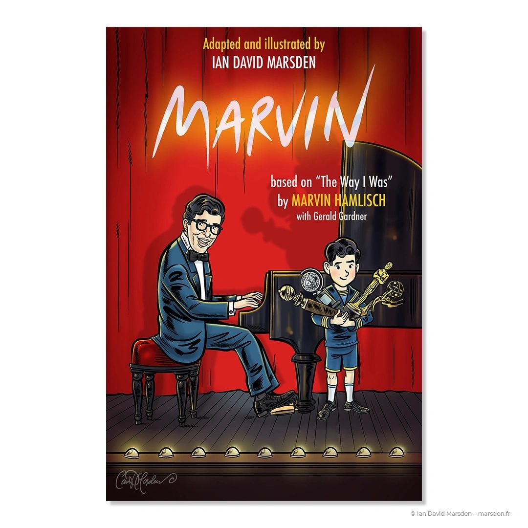 Cover of Marvin: Based on The Way I Was by Marvin Hamlisch (Schiffer Kids, 2020) — artwork by Ian David Marsden; courtesy of the artist