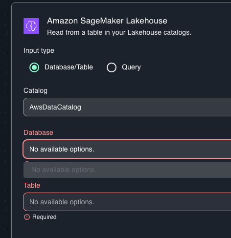 Missing database and tables from SageMaker Lakehouse source