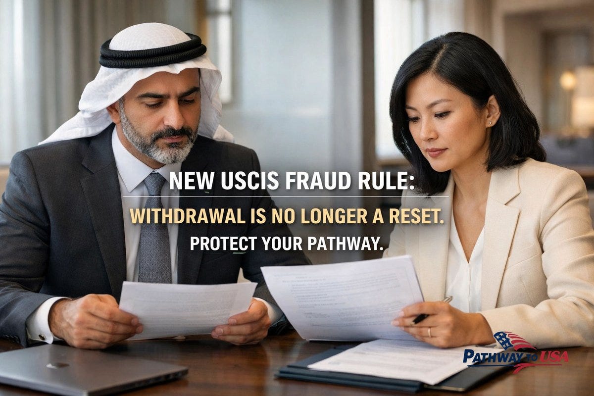 USCIS closed a loophole. 🚫 The 'Matter of TEXPERTS' ruling means  withdrawing a petition won't stop a fraud finding. No more 'starting over.'  Pathway to USA ensures your filing is right. 🇺🇸 #