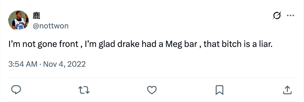 Tweet from @nottwon about Circo Loco by 21 Savage & Drake