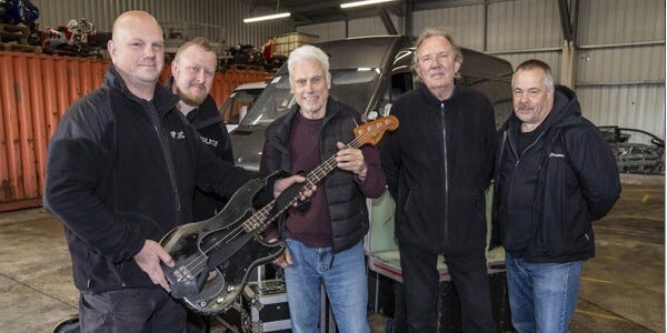 PC Paul Gerrish, PC Phil Pentelow, bass player Phil Mitchell, drummer Kevin Morris and tour manager Nic Clacy.