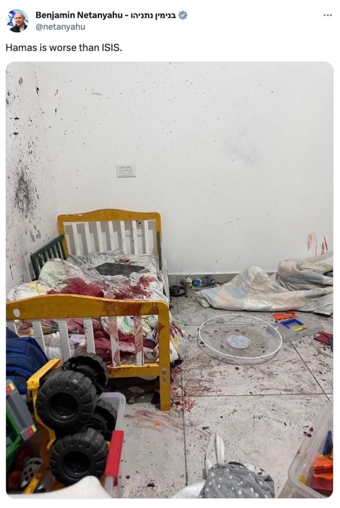 Israel forms emergency government against Hamas as PM shares gruesome photo of a child's bloodied bed  