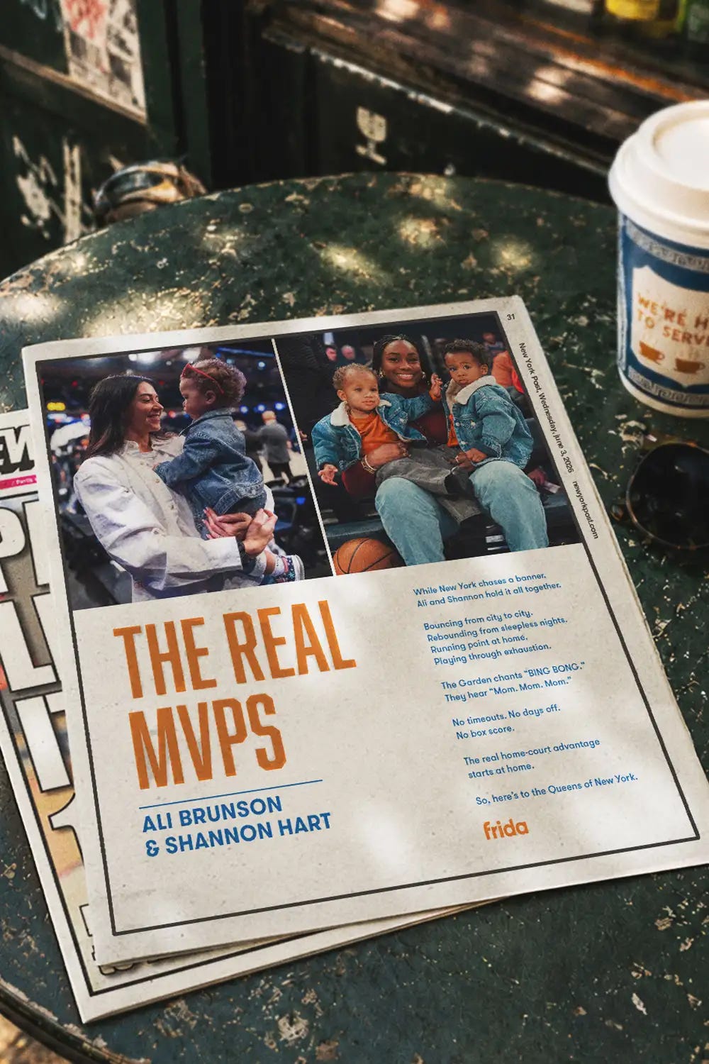 Frida honors Ali Brunson and Shannon Hart as the “Most Valuable Parents” behind the Knicks Finals run