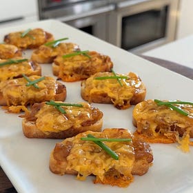 Caramelized Onion and Cheddar Crostini