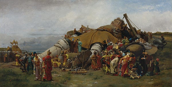 painting of Liliputans surrounding Gulliver