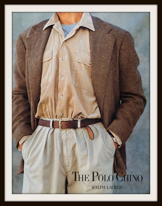 80s USA製Polo by RalphLauren chino pants Vintage 80s Polo Ralph Lauren Pants Canvas Hunting Size 40 Leather