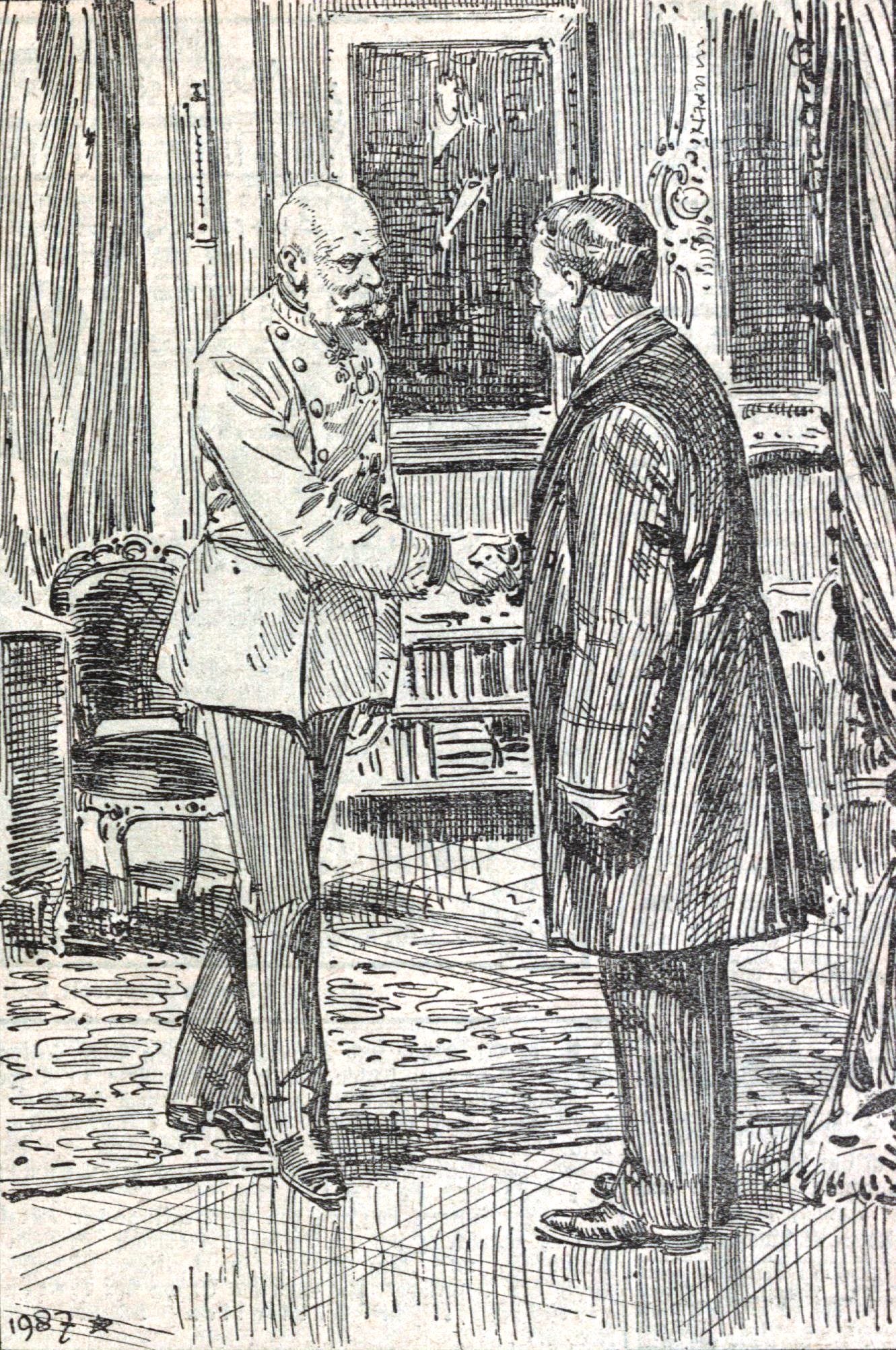 <font style="vertical-align: inherit;"><font style="vertical-align: inherit;">Theodore Roosevelt with the Kaiser.  </font><font style="vertical-align: inherit;">Illustration - Photo: Printed in "Illustrierte Kronen-Zeitung" XI.  </font><font style="vertical-align: inherit;">Year No.  3697 April 17, 1910, page 3 (ANNO/ÖNB) - Archive Zentner"</font></font>