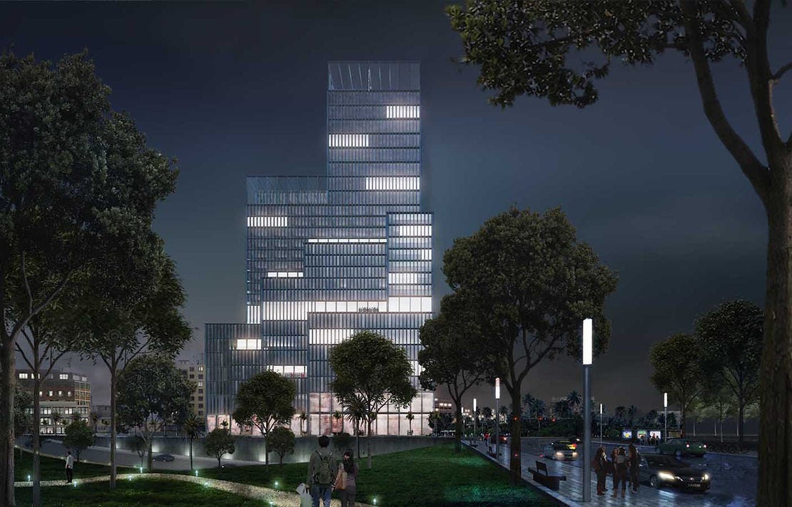 Render nocturno de la Torre Américas Patria, sin duda el edificio será un hito Render nocturno de la Torre Américas Patria, sin duda el edificio será un hito