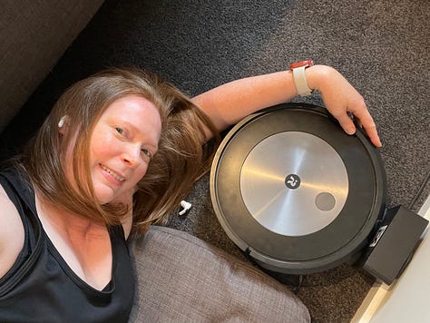 Sam getting inappropriately intimate with Jonny 7, her robot vacuum cleaner