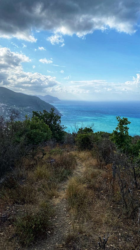 Images of the coastal topography from an Italian village on the Mediterranean. 