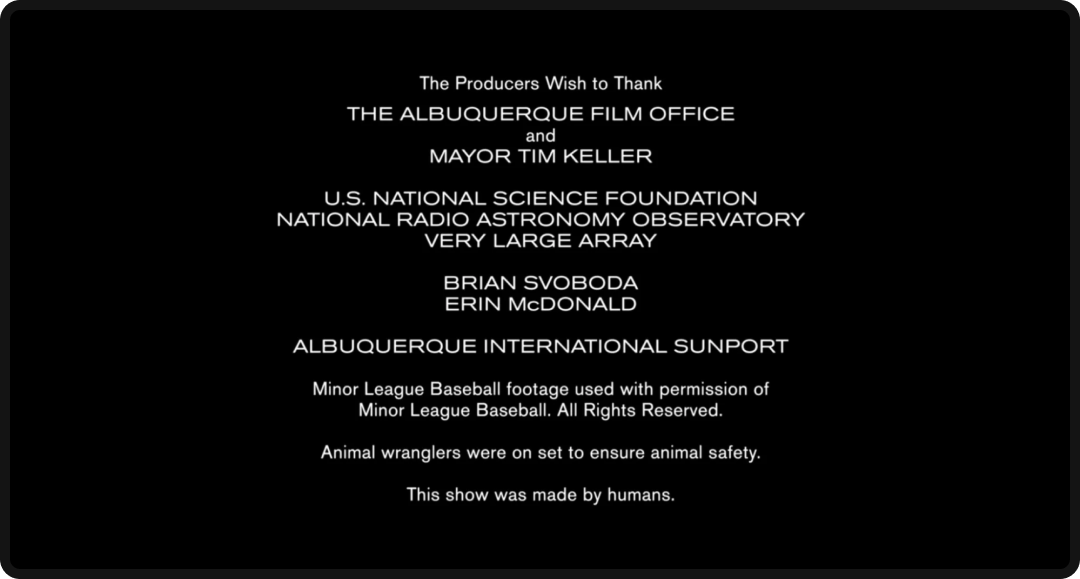 End credits to Apple TV's show Pluribus with an anti-AI message.