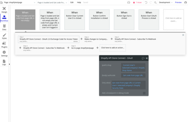 When the current page URL contains ‘code’ run this workflow