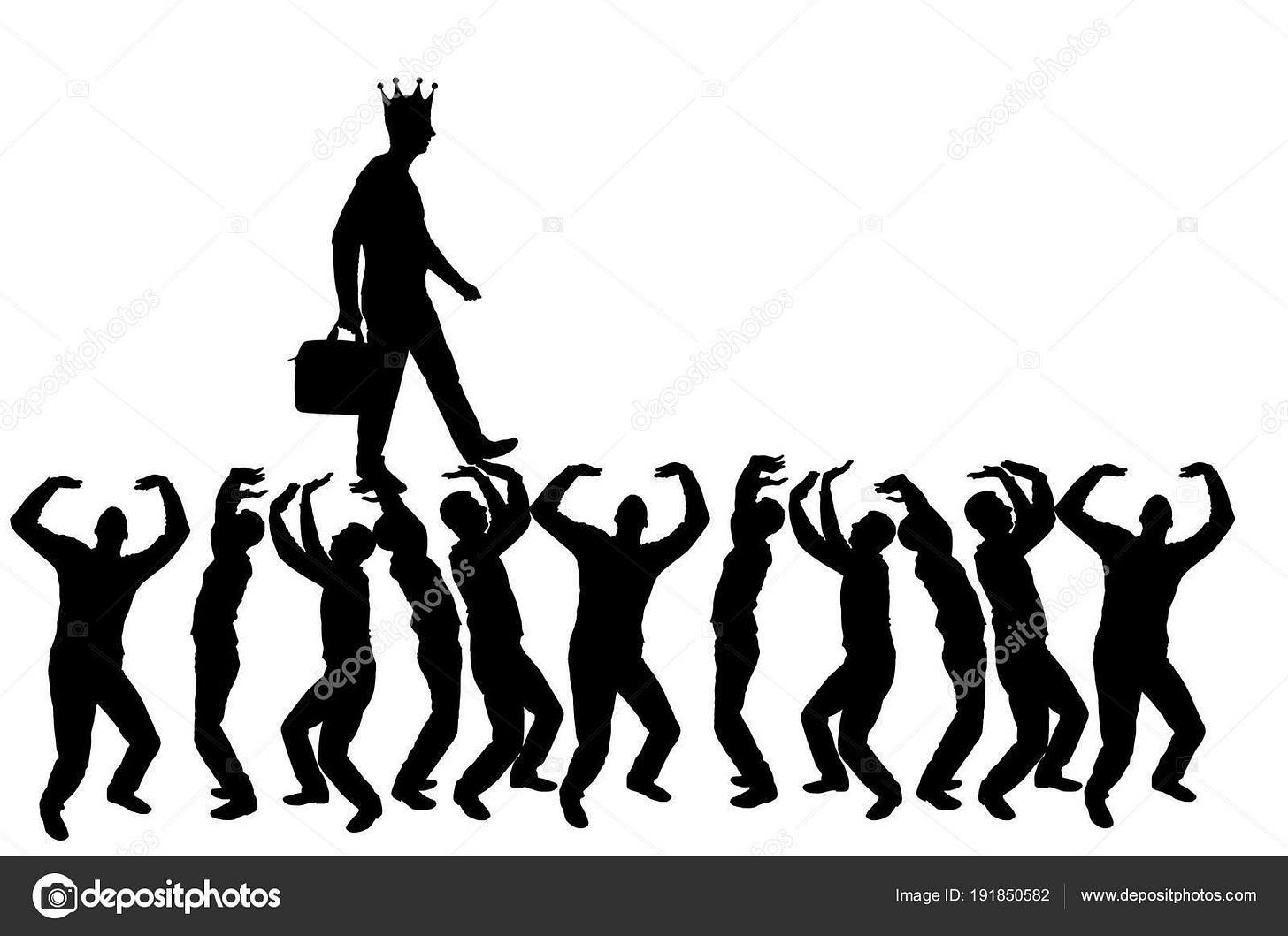 Silhouette vector of a walking selfish and narcissistic man with a crown on  his head on the hands of the crowd ⬇ Vector Image by © Prazisss | Vector  Stock 191850582