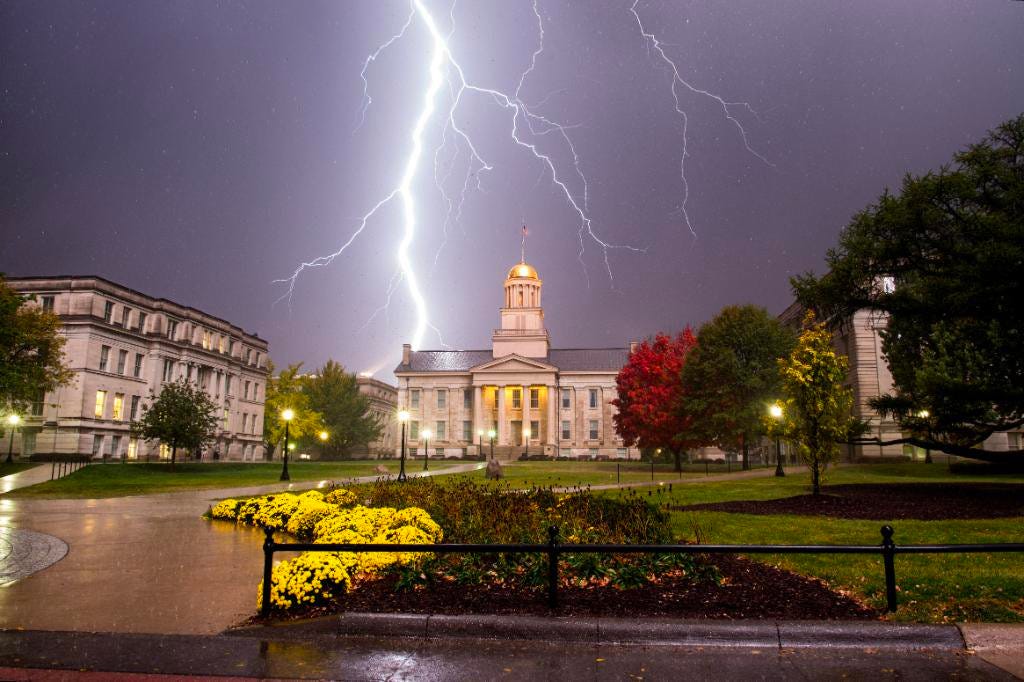 uiowa old capital building struck by lightning