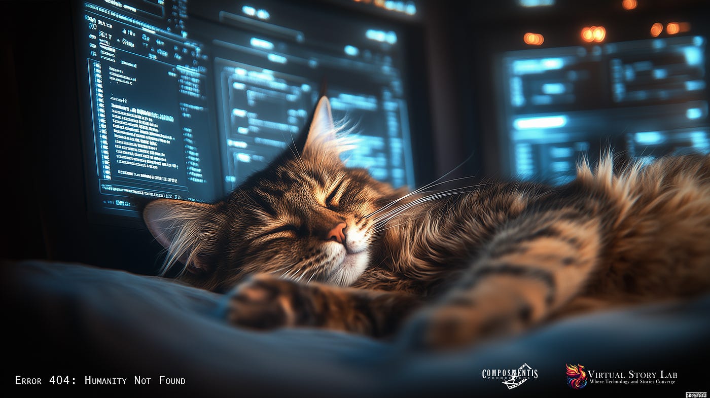 An AI generated Maine Coon cat asleep in front of a computer screen