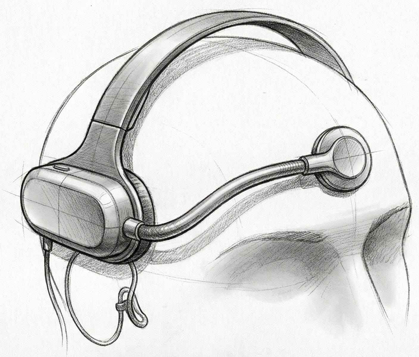 Textless sketch of a NeuroSky MindWave headset
