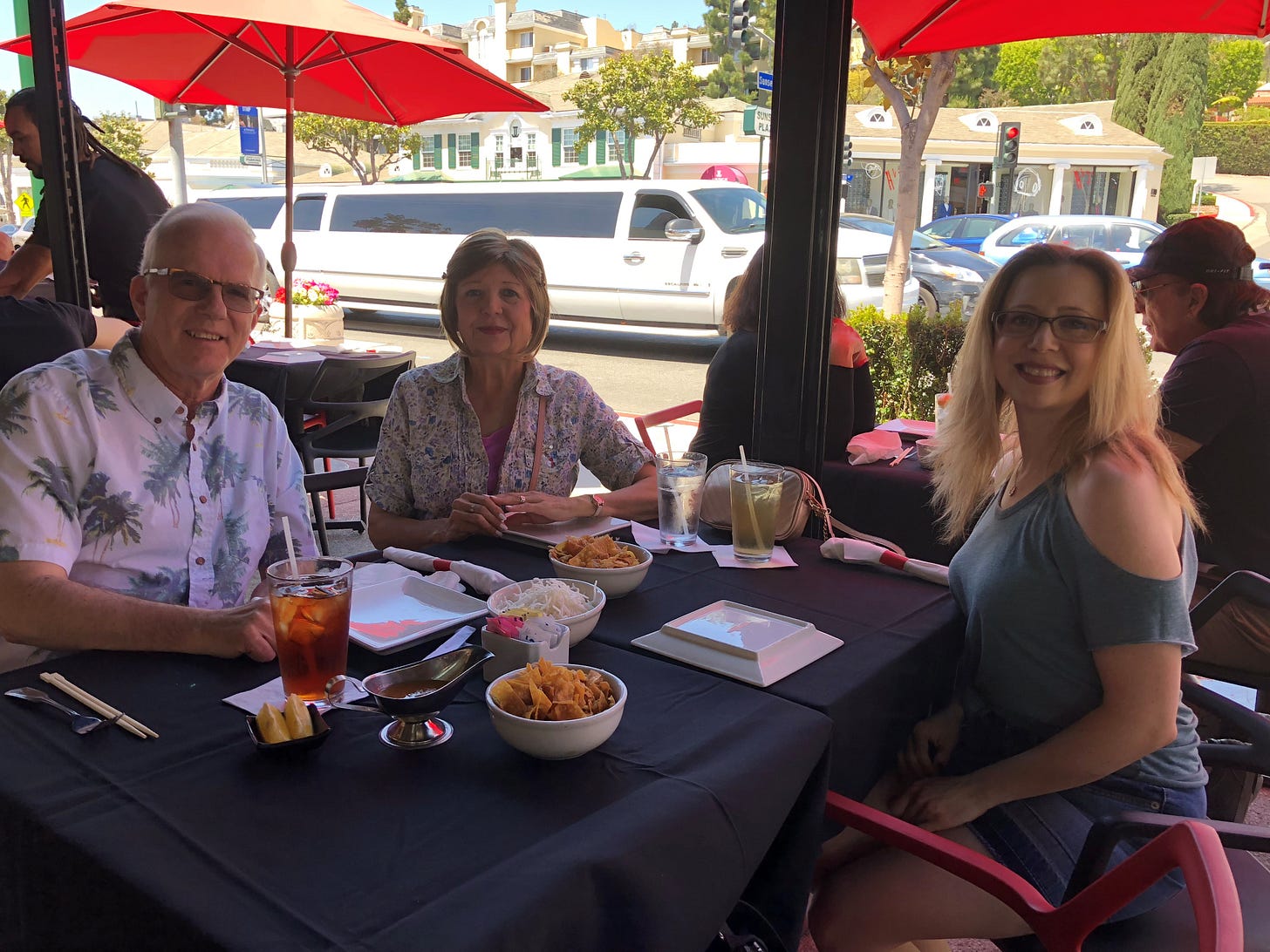 Mike and Mary of the Anchorage Memories Club having lunch in Hollywood, California.