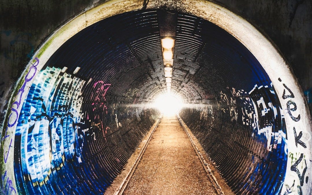 a tunnel with a light
