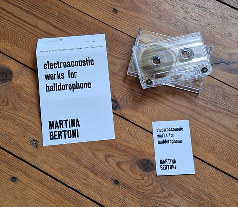 Martina Bertoni, Electroacoustic Works For Halldorophone, (2xLP 180gr., signed and hand-printed letterpress sleeve, edition limited to 25 copies – Transparent; 2xLP 180 gr. – Transparent; Tape cassette, edition limited to 50 copies; Digital album), KR118, Karlrecords, 2025