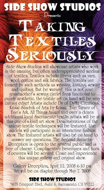 The Lone Beader Side Show Studios Taking Textiles Seriously Fine Art Exhibit 2008 Sacremento CA The Lone Beader Side Show Studios Taking Textiles Seriously Fine Art Exhibit 2008 Sacremento CA