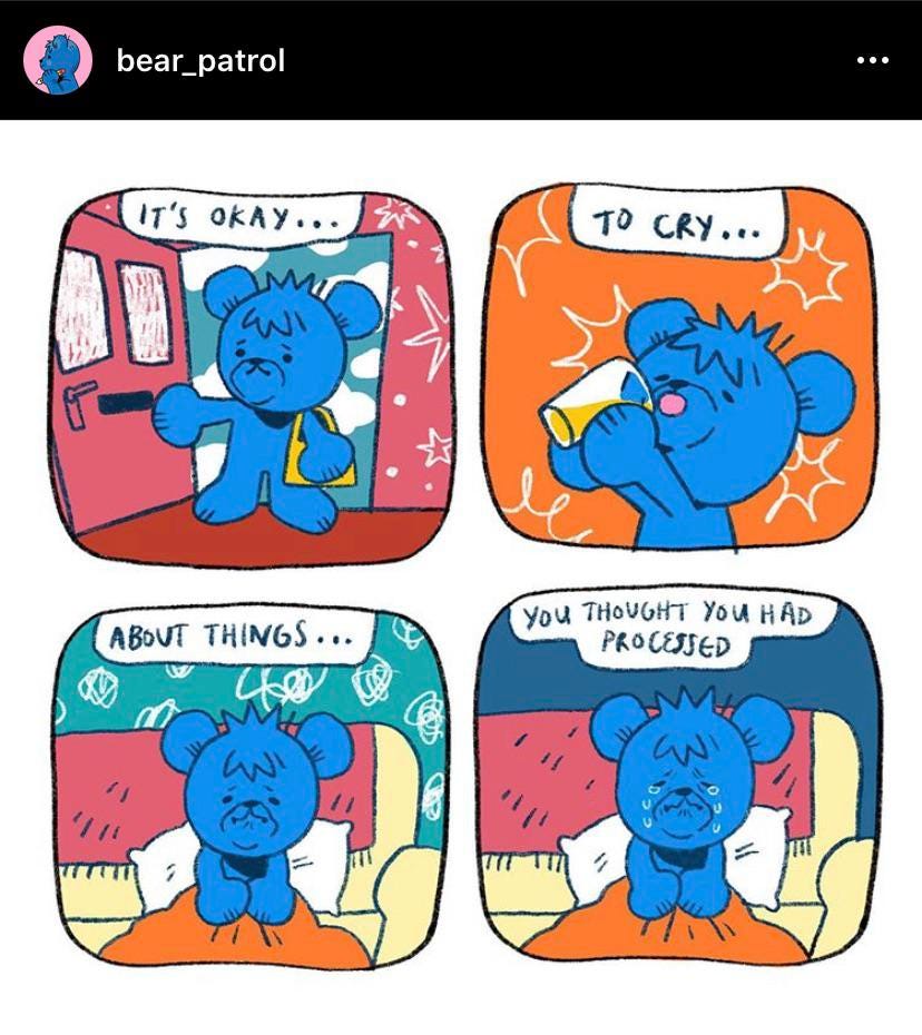 It's okay to cry about things you thought you had processed.” -  @bear_patrol on IG : CPTSDmemes