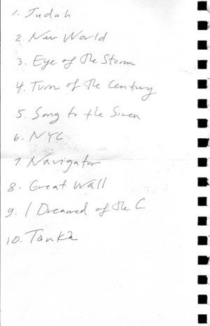 Damon & Naomi set-list - Utrecht 2001 (photo: Stefan Claudius)