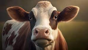 A cow with a brown face and black spots on its face | Premium AI-generated  image