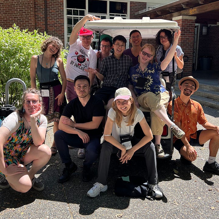 Two groups of students at two summer workshops.