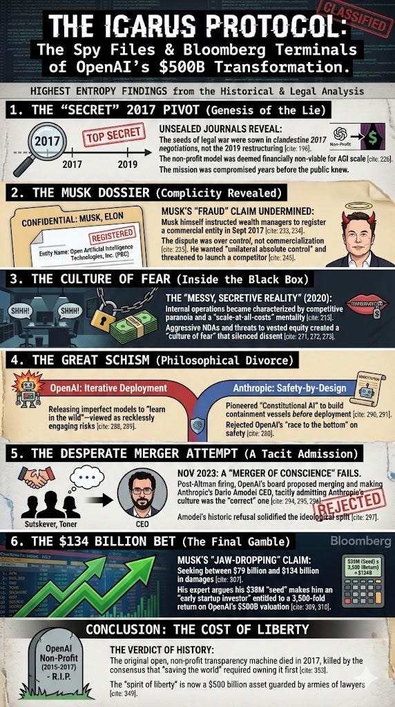 The Icarus Protocol: A Comprehensive Historical and Legal Analysis of OpenAI’s Transformation, the Anthropic Schism, and the Musk Litigation