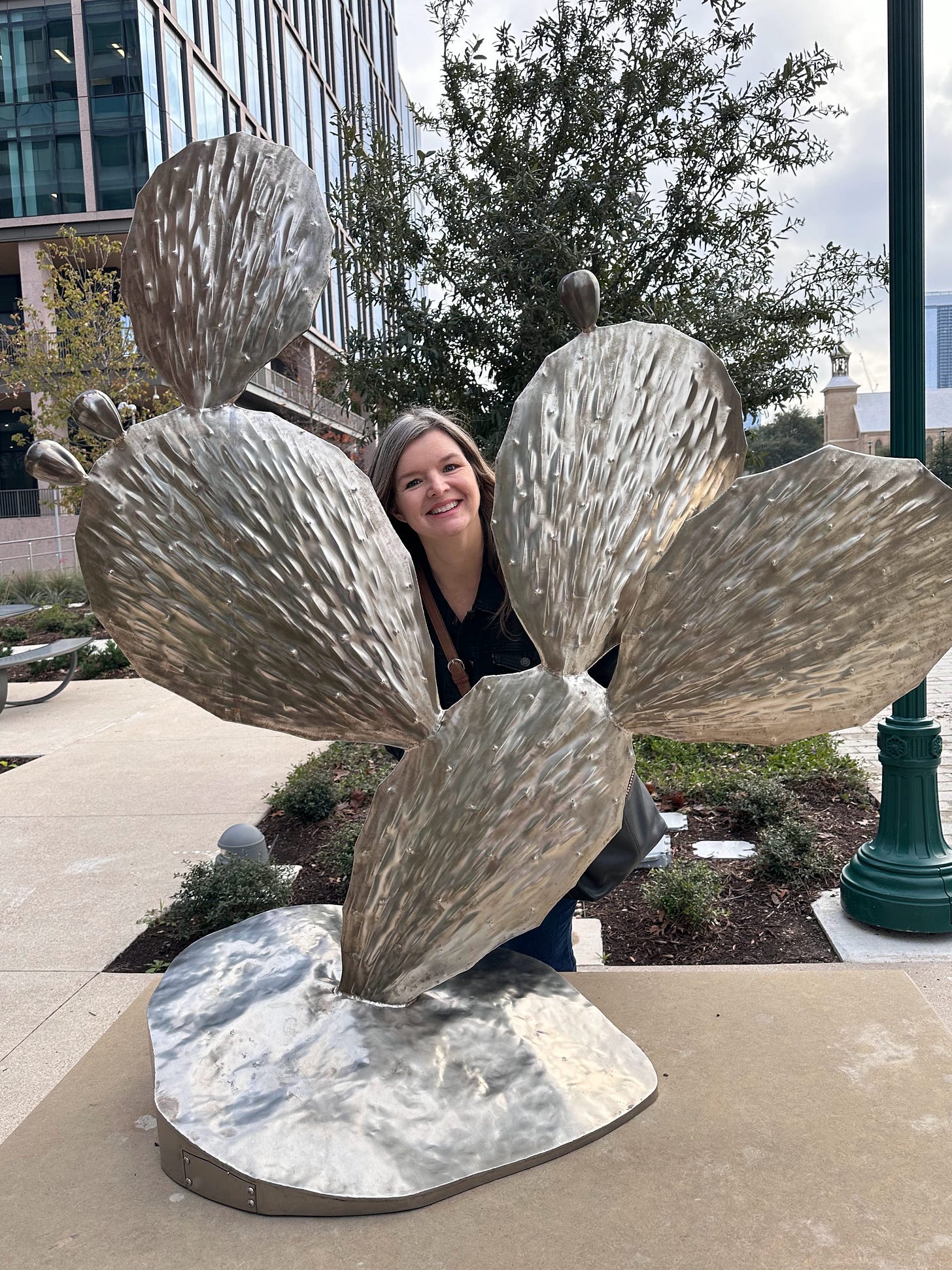 Prickly pear cactus sculpture, downtown Austin