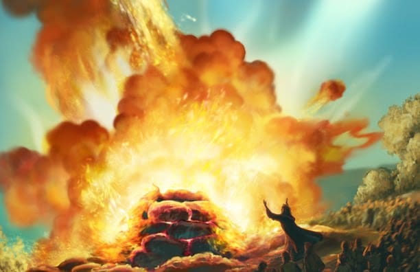 God sends fire from heaven to consume the offering of Elijah.