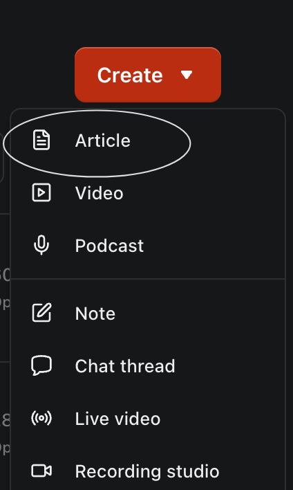 Substacks create a drop-down menu where posts are now called articles. 