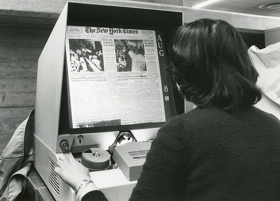 File:Microfilm reader for articles and daily papers.jpg