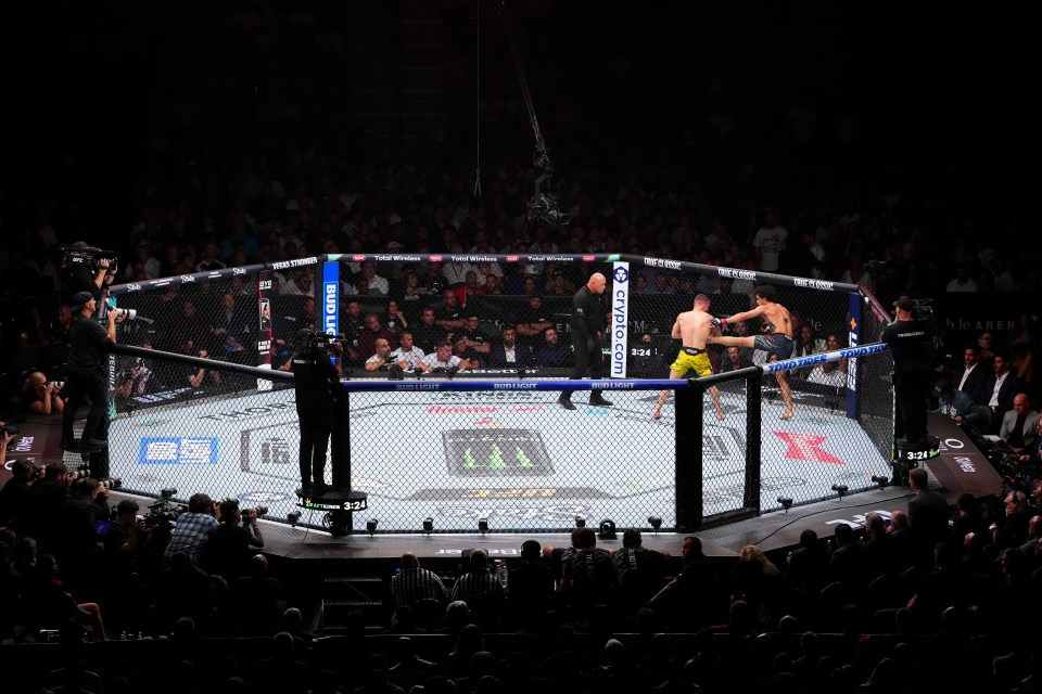 Payton Talbott striking Felipe Lima in a UFC match.