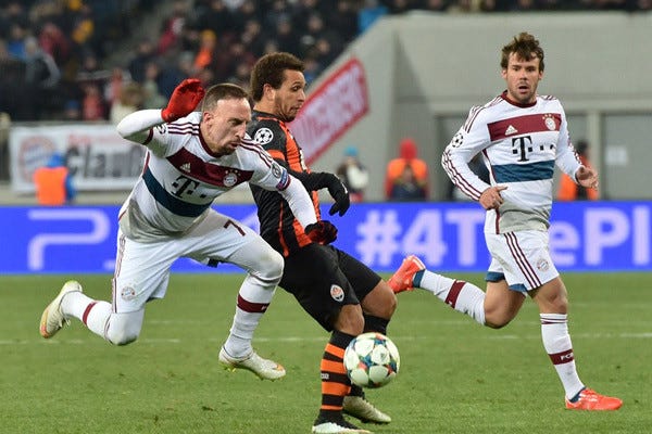 bayern much franck ribery fights for ball 2015 bayern much franck ribery fights for ball 2015