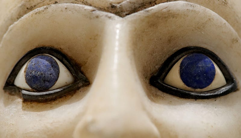 Detail from the statue of Ebiḫ II from the temple of Ishtar at Mari Detail from the statue of Ebiḫ II from the temple of Ishtar at Mari