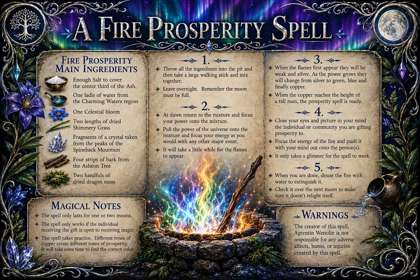A Fire Prosperity Spell Ingredients Card A Fire Prosperity Spell Ingredients Card