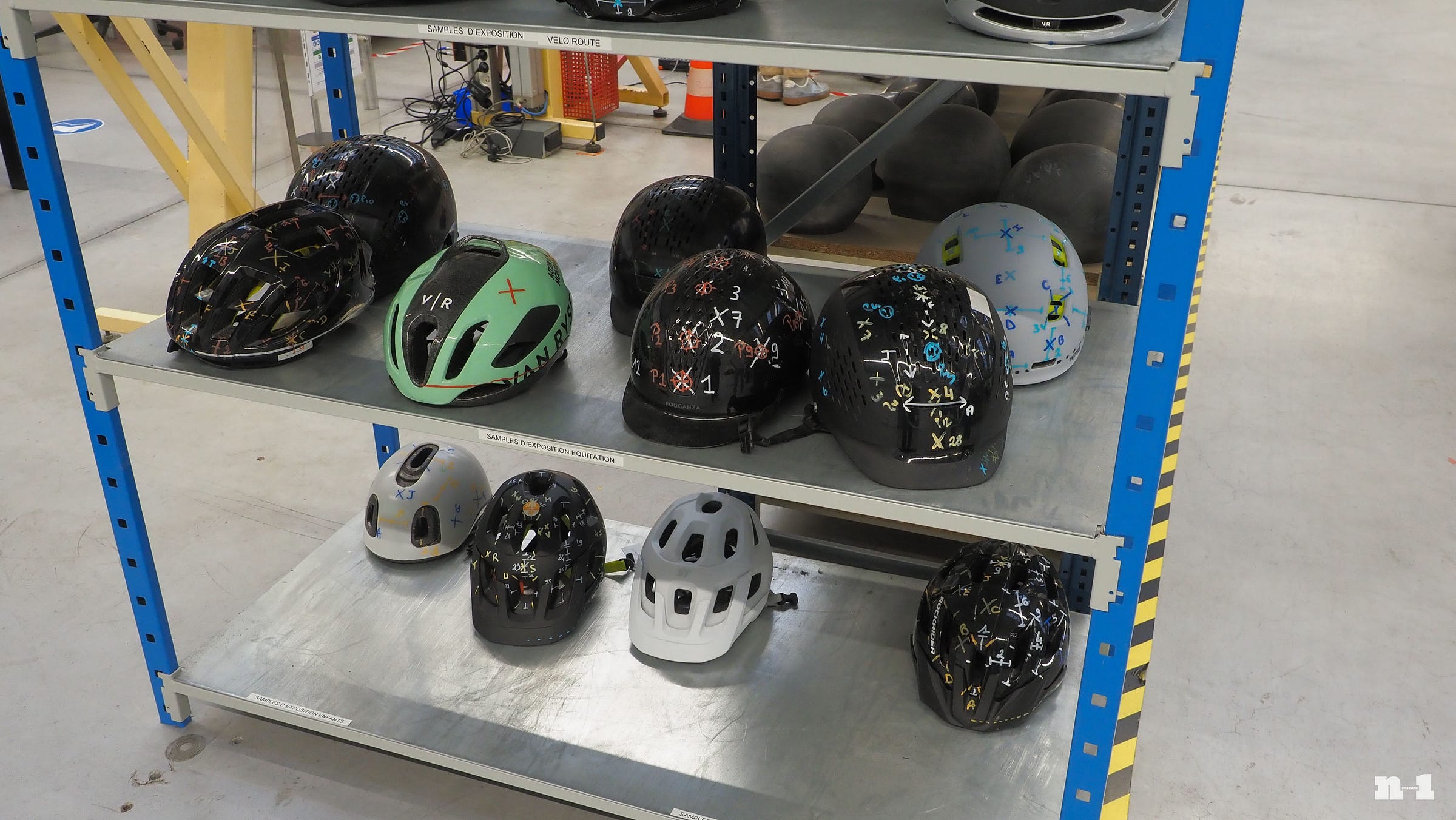 Decathlon helmets being tested Decathlon helmets being tested