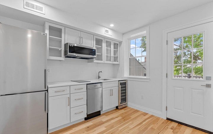 third-floor kitchenette and rear deck