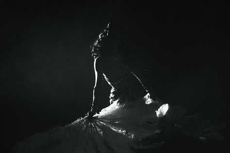 images of burlesque performers on stage with artistic lighting