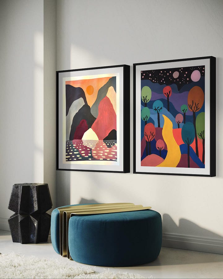 Deux toiles inspirées de Paul Klee et Nicolas Party. Un exercice de réinterprétation en cours d’art, devenu réflexion personnelle. J’y ai mis mes couleurs, mes textures, mes décisions. Et en les regardant, je pense à l’inclusion radicale : plusieurs couleurs qui coexistent, se répondent, transforment le paysage. Pas besoin de tout expliquer quand on peut le montrer.