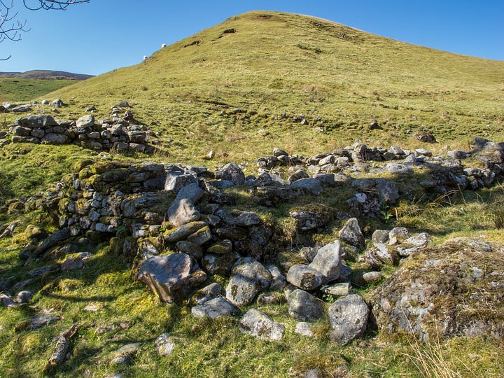 Glenmaik township ruins and the footings of the old bridge over Allt Mathaig © Felicity Martin