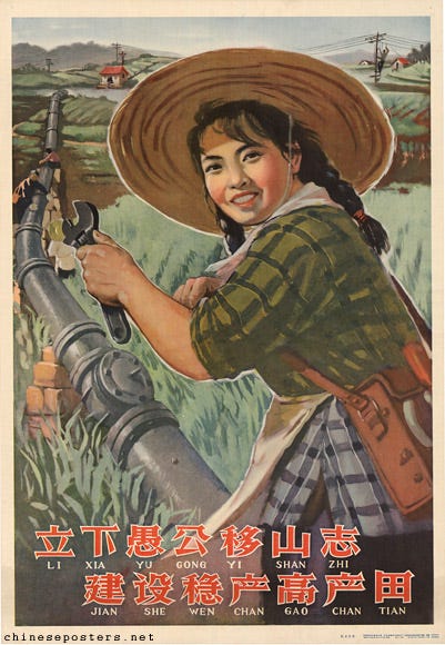 Establish the ideal of the Foolish old man who moves mountains, establish fields with high, stable yields Establish the ideal of the Foolish old man who moves mountains, establish fields with high, stable yields